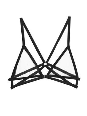 Fleur du Mal Black Sheer Mesh Strappy Bralette